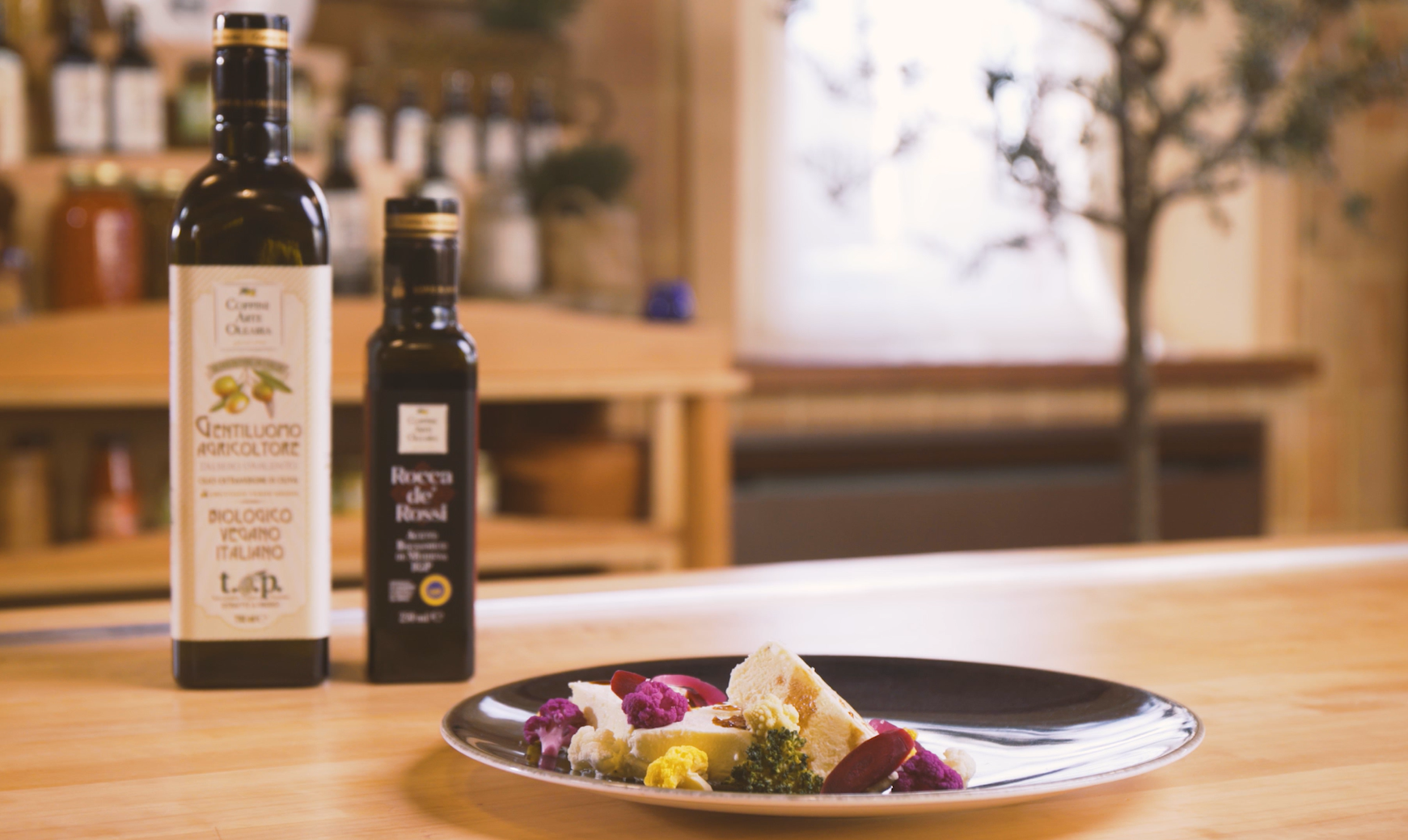 Parfait all'olio Evo e Parmigiano Reggiano con verdure in agrodolce
