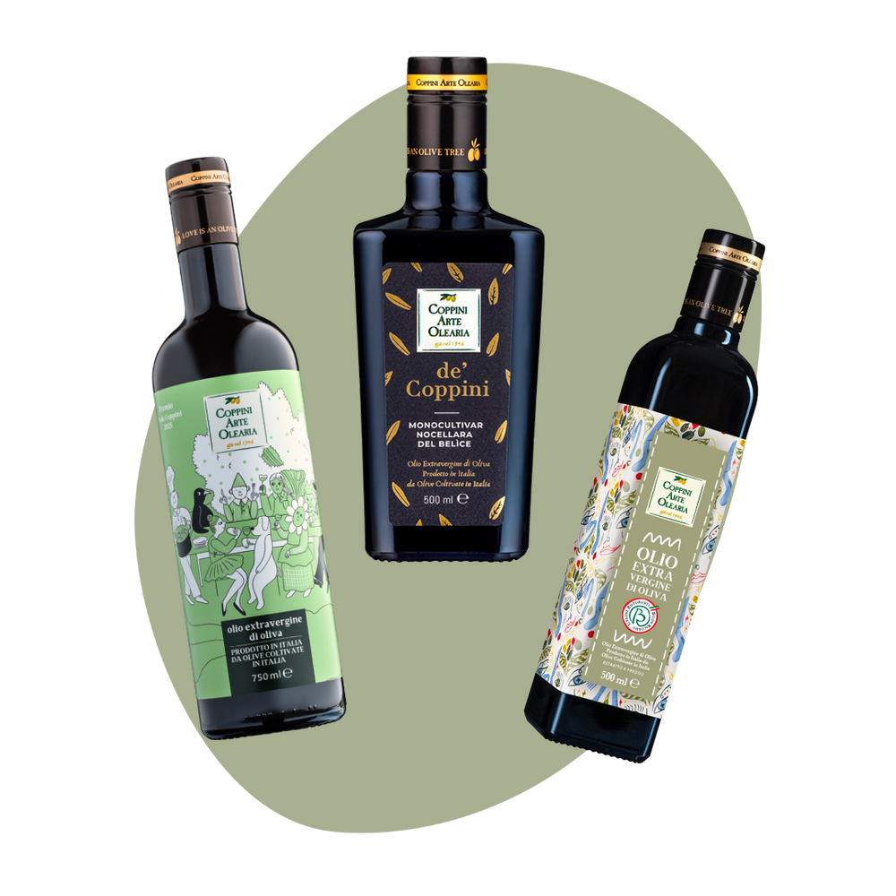 Bottiglie di olio evo Coppini Arte Olearia